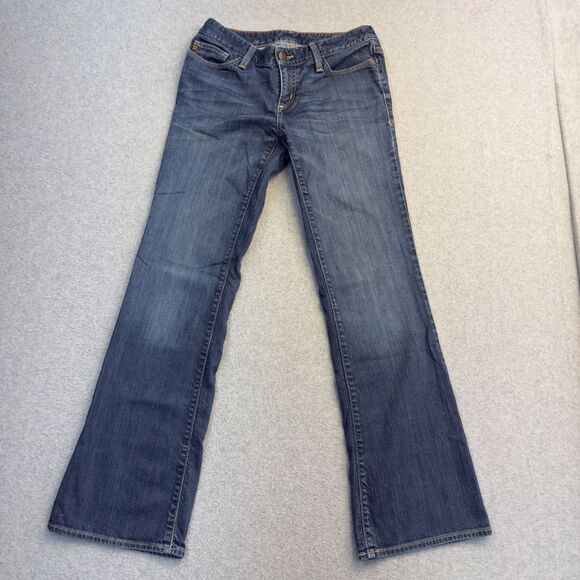 Eddie Bauer Jeans Womens 4 Blue Curvy Bootcut Western Denim Whiskered - Picture 1 of 11